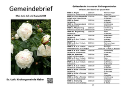 Gemeindebrief Klaber, Mai, Juni, Juli und August
