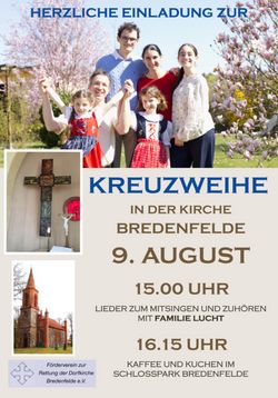 Kreuzweihfest in Bredenfeldeanschl. ab 16:15 Uhr Kaffee und Kuchen im Schlosspark Bredenfelde