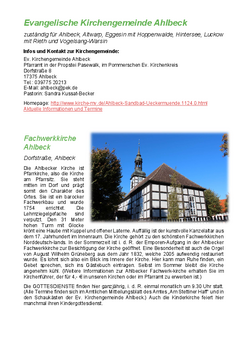 Vorstellung der Kirchengemeinde Ahlbeck