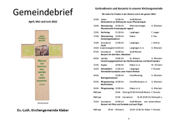 Gemeindebrief Klaber April bis Juni