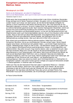 Juni-Informationen aus der Kirchengemeinde