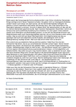 Juni-Informationen aus der Kirchengemeinde