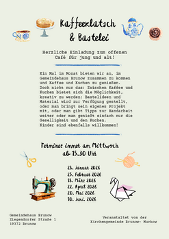 Kaffeklatsch und Bastelei - Neue Termine