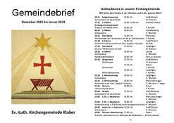 Gemeindebrief Klaber Dezember 2022 bis Januar 2023