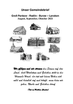 Unser Gemeindebrief Groß Pankow - Redlin - Burow – Lancken: August, September, Oktober