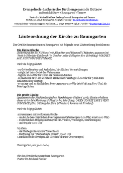 *Glocken und Läuteordnung der Kirche Baumgarten