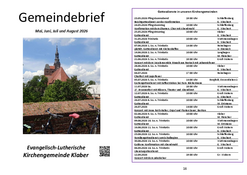 Gemeindebrief Klaber, Mai bis August 2026