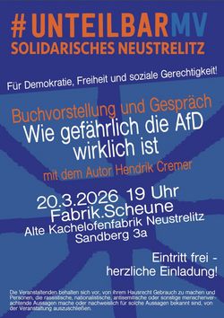 Lesung und Gespräch mit dem Autor Hendrik Cremer„Je länger wir schweigen, desto mehr Mut werden wir brauchen.“ Wie gefährlich ist die Af - D?