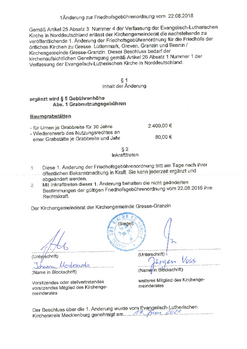 1. Ergänzung der Friedhofsgebührenordnung (Baumgrabstätten)