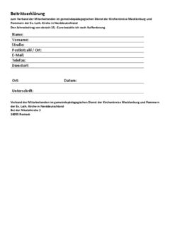 Aktuelle Beitrittserklärung