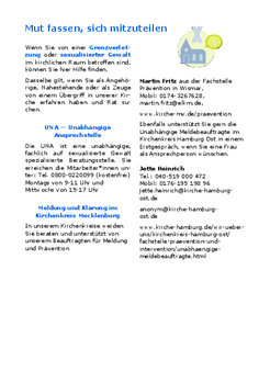 Ansprechpartner bei grenzverletzendem Verhalten