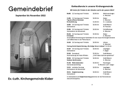 Gemeindebrief Klaber September bis November