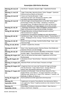 Konzertplan Kirche Wustrow 2024