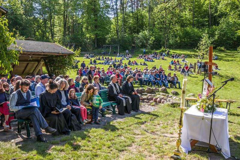 Mehr als 200 Menschen feiern im Müritz-Nationalpark Gottesdienst Foto: Wilfried Baganz/Nordkirche