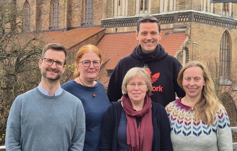 Das Team der Ökumenischen Arbeitsstelle- Robert Stenzel, Regina Möller, Änne Lange, Lars Müller, Hanna Wichmann