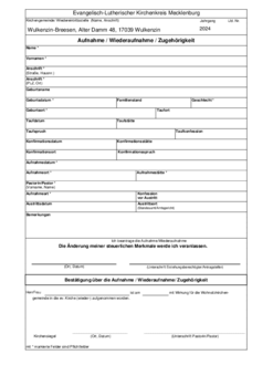 Formular (Wieder-)Eintritt in die Kirche