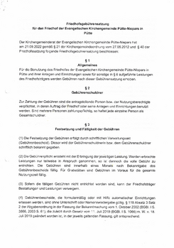 Friedhofsgebührensatzung der Evangelischen Kirchengemeinde Pütte-Niepars