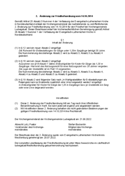 Friedhofsordnung - 2. Änderung