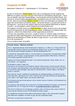 Juni Informationen aus dem Begegnungszentrum MiM